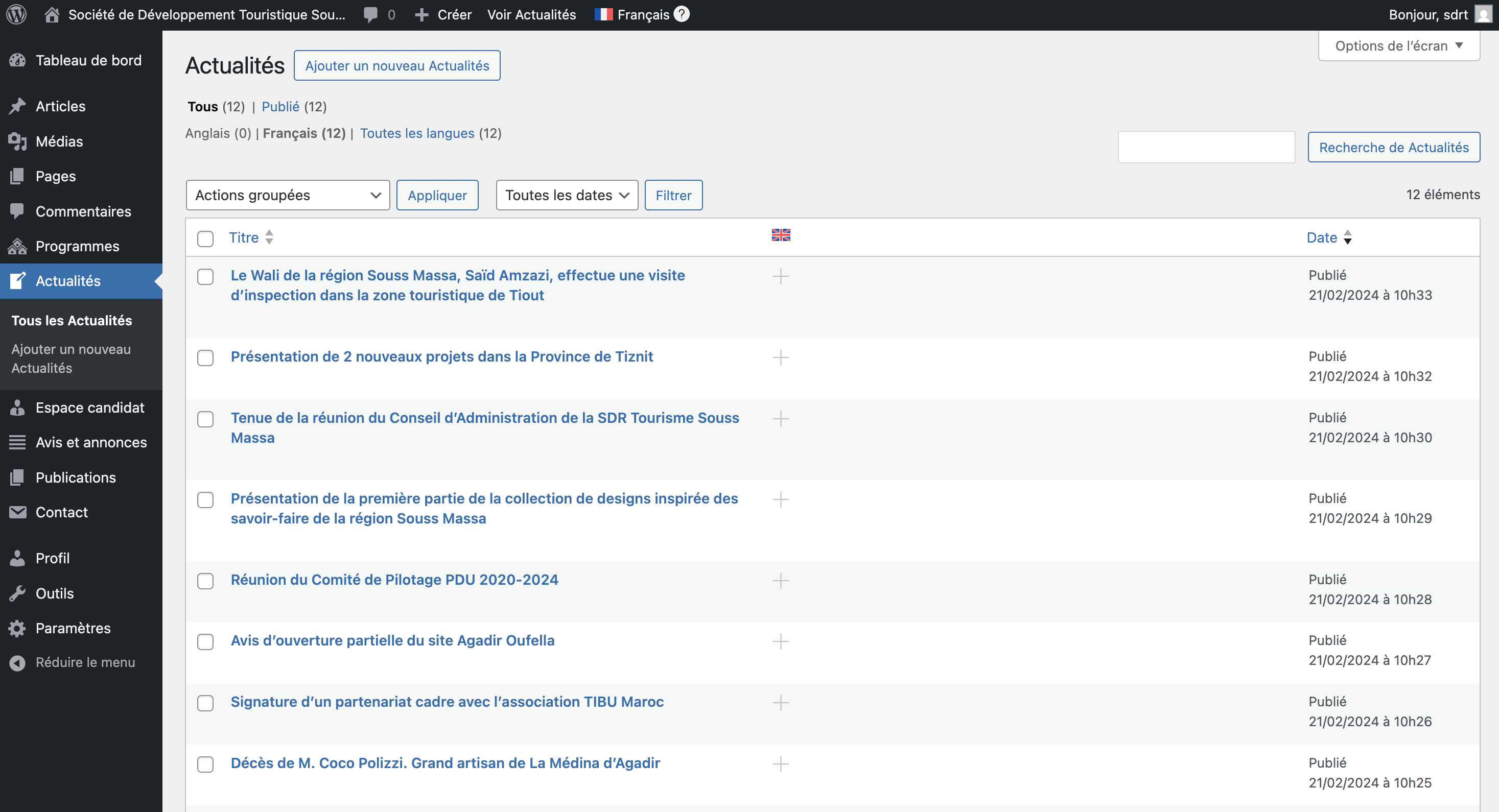 Ajouter une nouvelle actualité